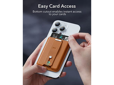 Magnetic Wallet with 3-Card Holder and Finger Loop Vegan Leather Bro