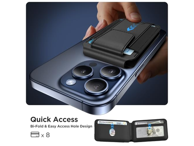 Magnetic Wallet with Adjustable Stand and RFID Blocking 3 Slots for Car