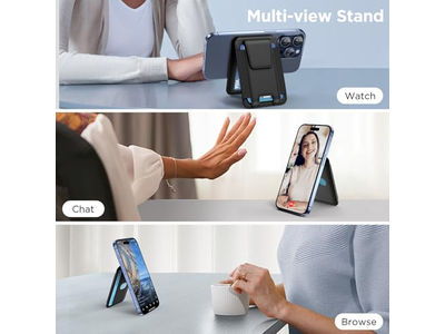Magnetic Wallet with Adjustable Stand and RFID Blocking 3 Slots for Car