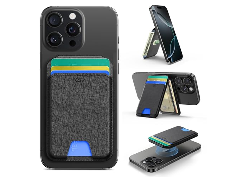 Magnetic Wallet with Adjustable Stand for iPhone 5 Card Holder Black