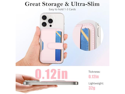 Magnetic Wallet with Card Holder for Magsafe Compatible Phones - Pink