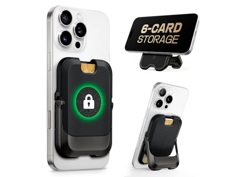 Magnetic Wallet with Stand Holds 6 Cards RFID Blocking Phone Stand