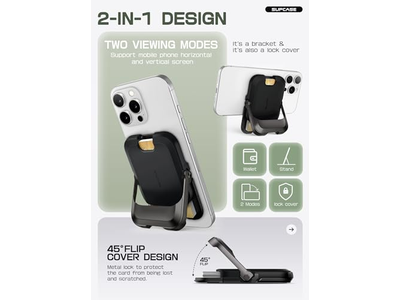 Magnetic Wallet with Stand Holds 6 Cards RFID Blocking Phone Stand