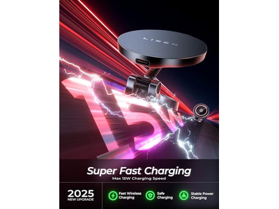 Magsafe Car Mount Charger, 15W Fast Charging Magnetic Wireless Car Charger