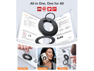 MagSafe Phone Grip Ring Holder with Kickstand Compatible with iPhone