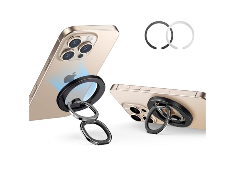 MagSafe Phone Grip with Adjustable Stand for Smartphones 2 Metal Ring