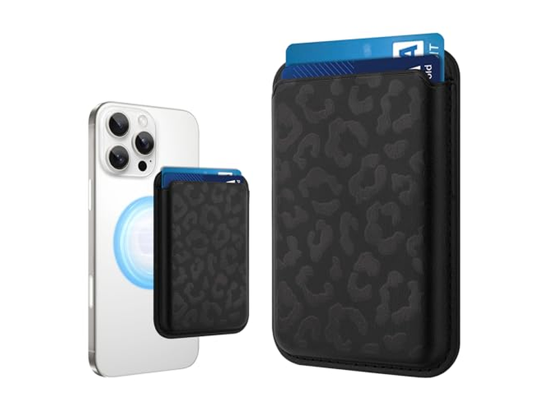 MagSafe Wallet Cheetah Print Pattern Magnetic Card Holder for Phones