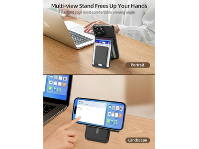 MagSafe Wallet with Money Clip Works with Find My 8 Card Holder Bla