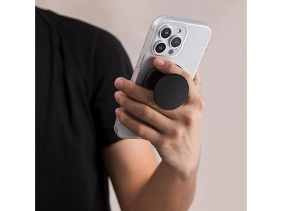 Phone Grip for MagSafe Magnetic Stand One Finger Pop and Snap Black