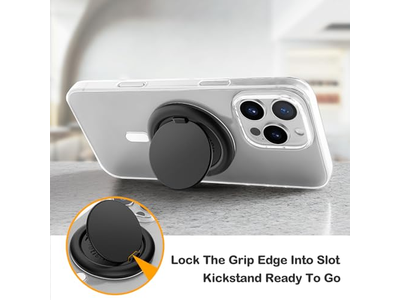 Phone Grip for MagSafe Magnetic Stand One Finger Pop and Snap Black