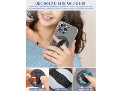 Phone Grip Stand with Finger Strap and Magnetic Ring Holder Kickstand