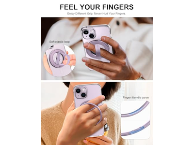 Phone Grip Stand with Replaceable Finger Loop and Magnetic Ring Holder