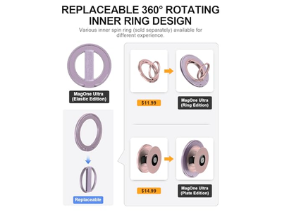 Phone Grip Stand with Replaceable Finger Loop and Magnetic Ring Holder