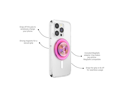 Phone Grip with Kickstand Magnetic Stand Swappable Top Secure Hold