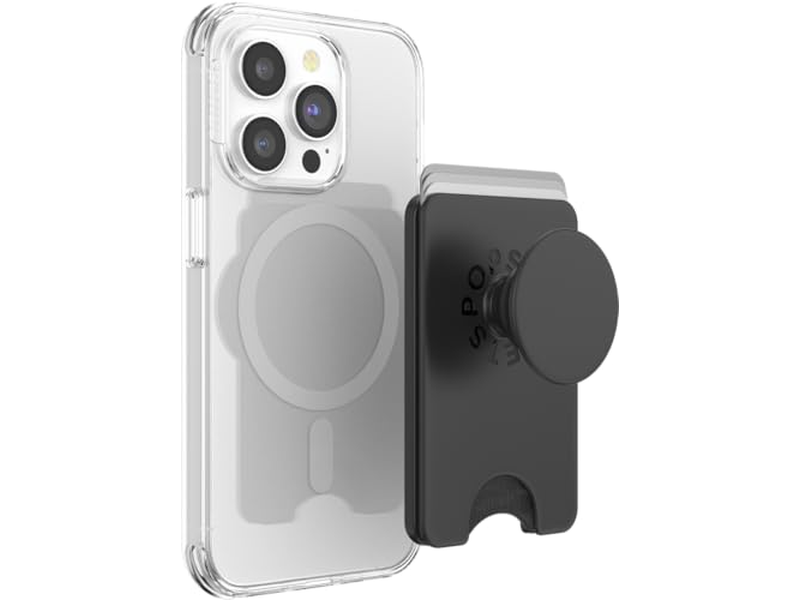 Phone Wallet with Expanding Grip and MagSafe Adapter Ring - Black