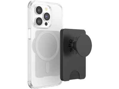 Phone Wallet with Expanding Grip and MagSafe Adapter Ring - Black