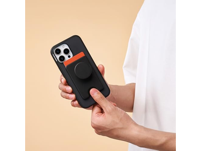 Phone Wallet with Expanding Grip and MagSafe Adapter Ring - Black