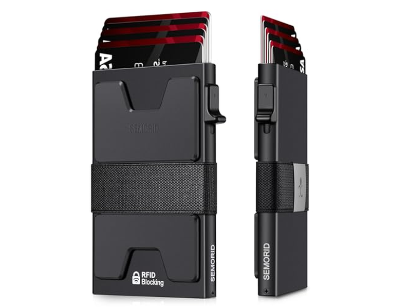 Slim Aluminum Card Holder Wallet RFID Blocking Holds 12plus Cards Plus