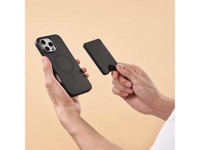 Slim Phone Wallet and Card Holder Wireless Charging Compatible - Blac
