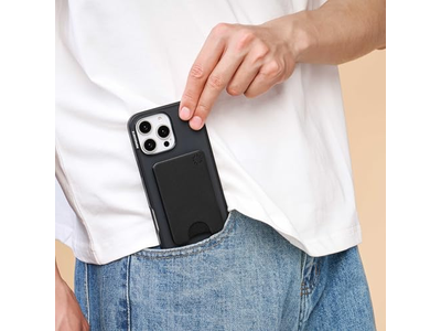 Slim Phone Wallet and Card Holder Wireless Charging Compatible - Blac
