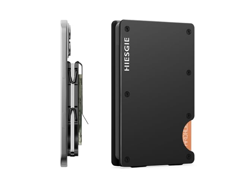 Slim Wallet with Money Clip RFID Blocking Metal Card Holder Black