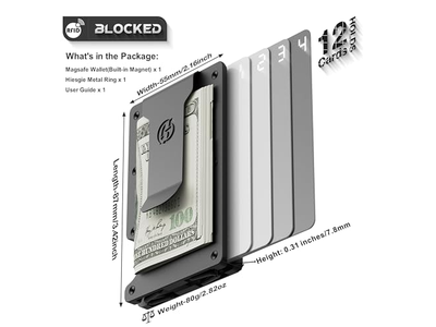 Slim Wallet with Money Clip RFID Blocking Metal Card Holder Black