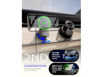 Suction Cup Phone Mount 15W Magsafe Car Mount Charger