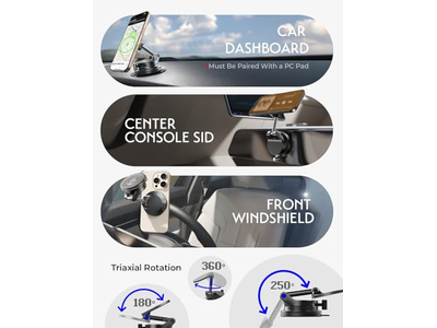 Suction Cup Phone Mount 15W Magsafe Car Mount Charger