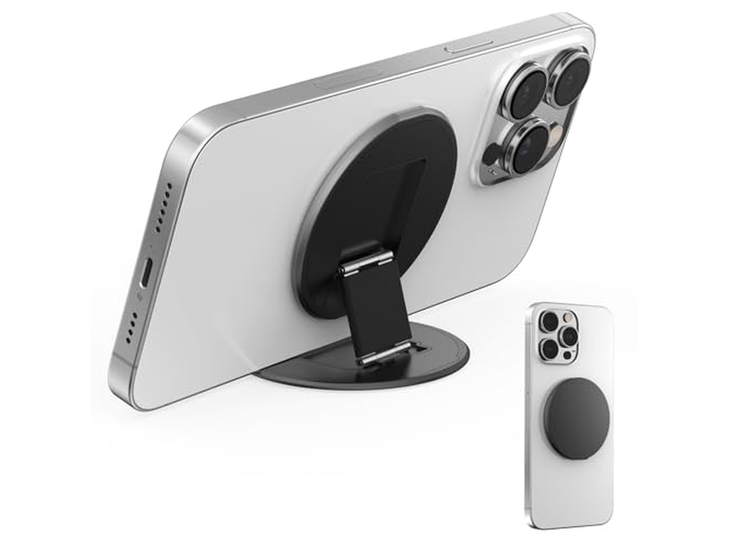 Two-Sided Magnetic Phone Ring Holder with Kickstand and Grip