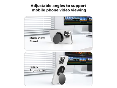 Two-Sided Magnetic Phone Ring Holder with Kickstand and Grip