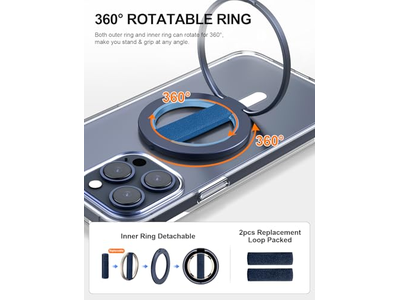 Ultra Phone Grip Stand with Replaceable Elastic Finger Loop and Magnet