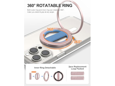 Ultra Phone Grip Stand with Replaceable Elastic Loop and Magnetic Hold