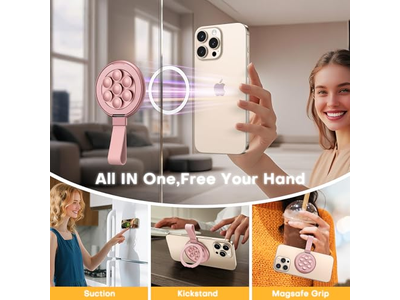 Universal Magnetic Suction Phone Grip - 360degree Rotating Hands-Free Holde
