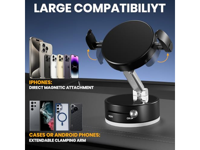 Vacuum Magnetic Phone Holder with Clamp