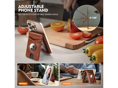 Wallet Stand with Airtag Holder RFID Blocking Card Holder 5 Card Slo
