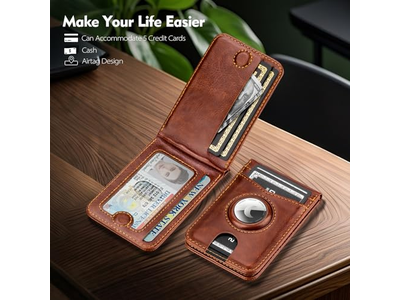Wallet Stand with Airtag Holder RFID Blocking Card Holder 5 Card Slo