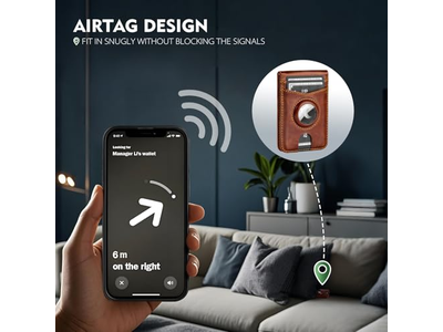 Wallet Stand with Airtag Holder RFID Blocking Card Holder 5 Card Slo