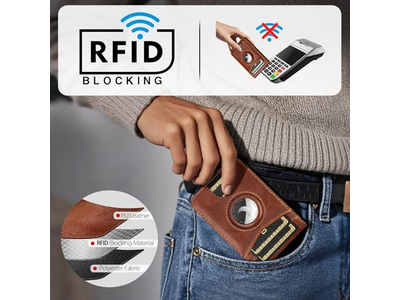 Wallet Stand with Airtag Holder RFID Blocking Card Holder 5 Card Slo